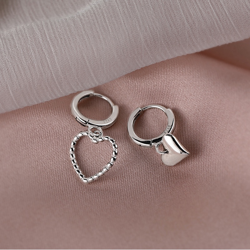 Magic789 Chic s925 Silver Heart Hoop Earrings for Women Girls Ear Jewelry