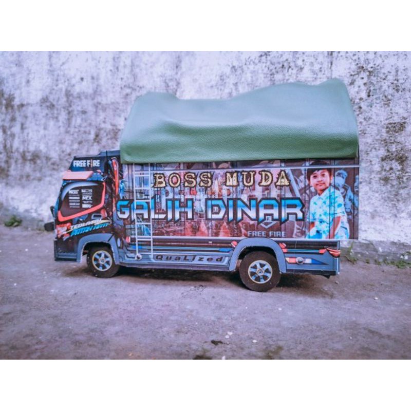 Truk Oleng Miniatur Truk Oleng Custom Nama  Foto  Remot Control RC  Lampu Terpal