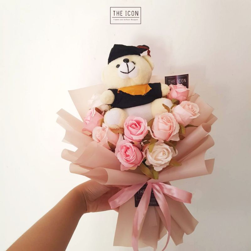 buket bunga artificial wisuda, buket bunga boneka wisuda, buket wisuda bekasi