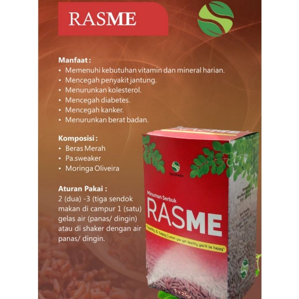 

RASME BERAS MERAH SYNTHESA HERBA isi 5 sachet @25 gram
