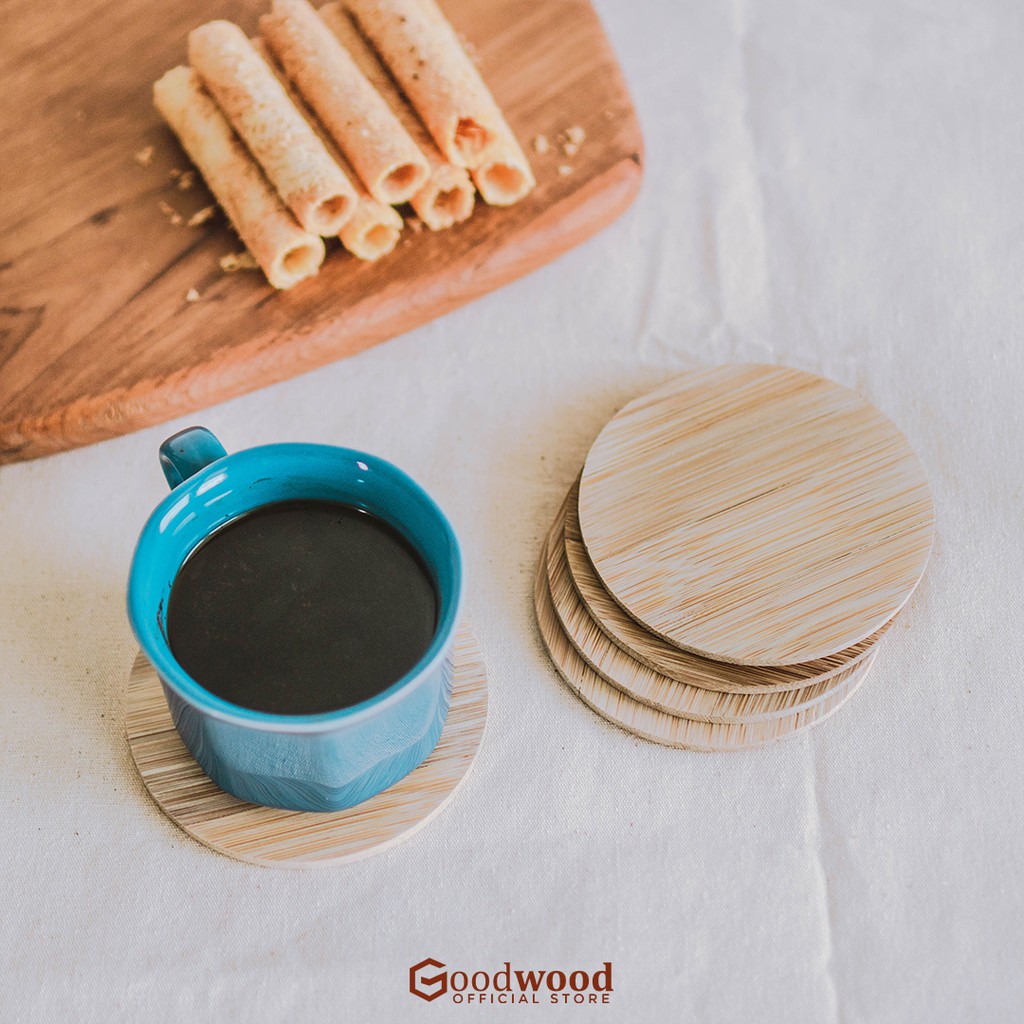 Jual Good Wood Coaster Tatakan Gelas Bambu Bulat TG4 Shopee Indonesia