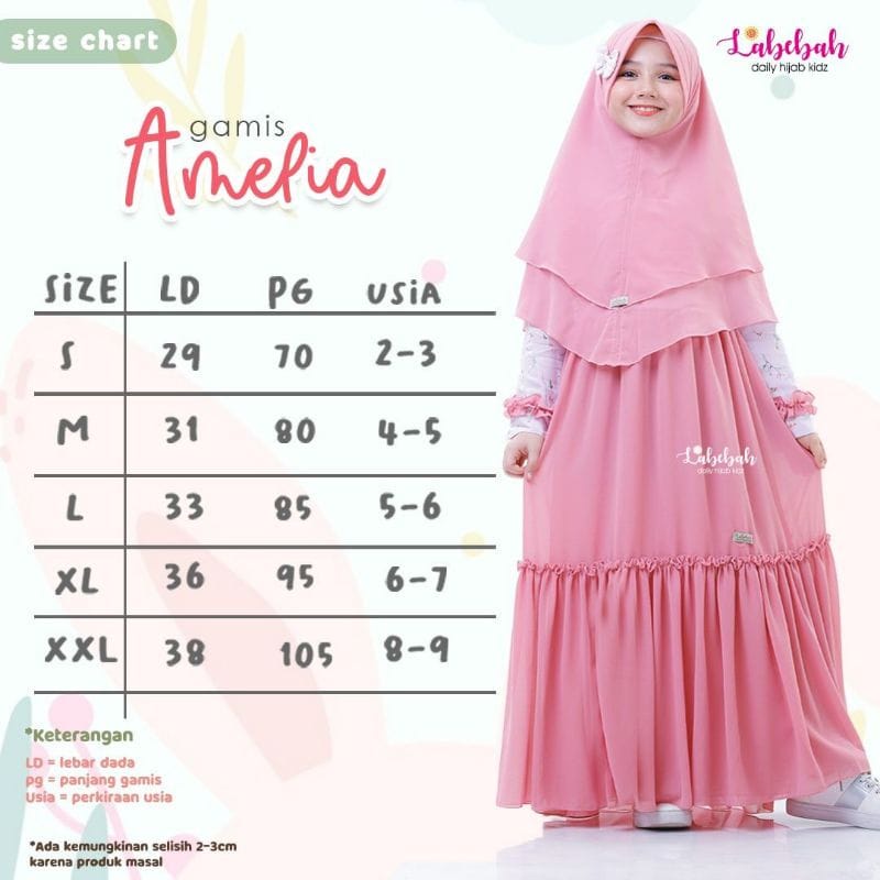 LABEBAH GAMIS ANAK AMELIA A6021 UMUR 6-7 THN