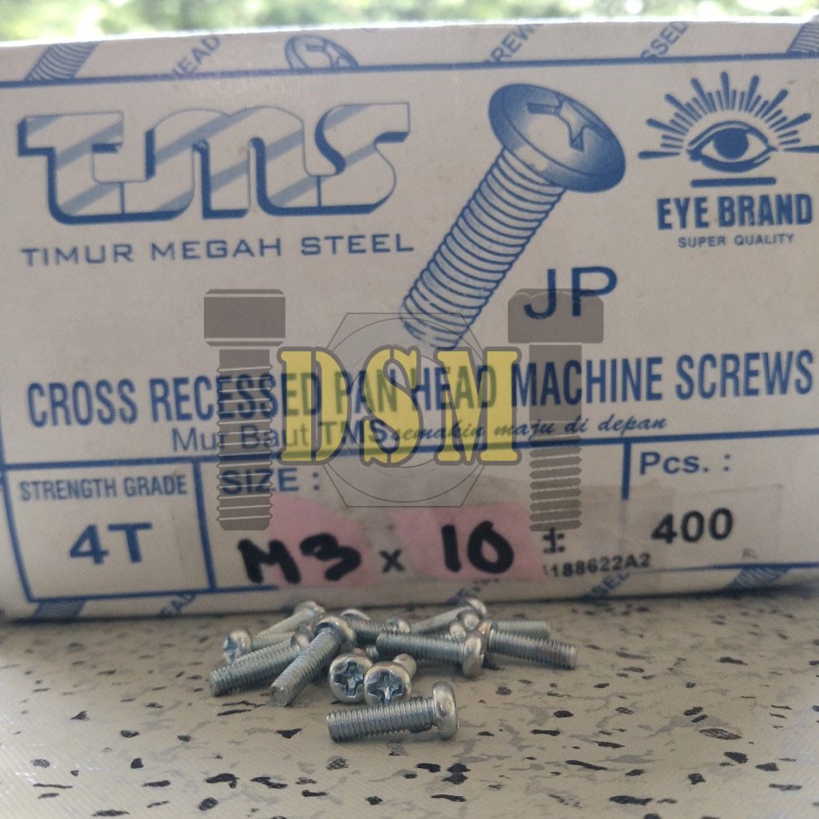 (100pcs) Galvanis Baut JP M3x10 / Machine Screw M3 Kepala Obeng Bulat