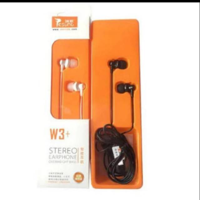 Headset Robot Resong W3 + smart Earphone - Hitam - putih