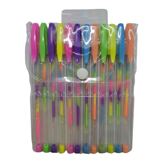 Pulpen Gel Gliter Rainbow Color isi 12pcs