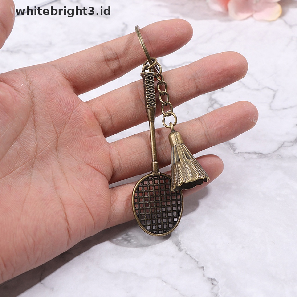 (whitebright3.id) Gantungan Kunci Bentuk Raket Badminton Bahan Metal