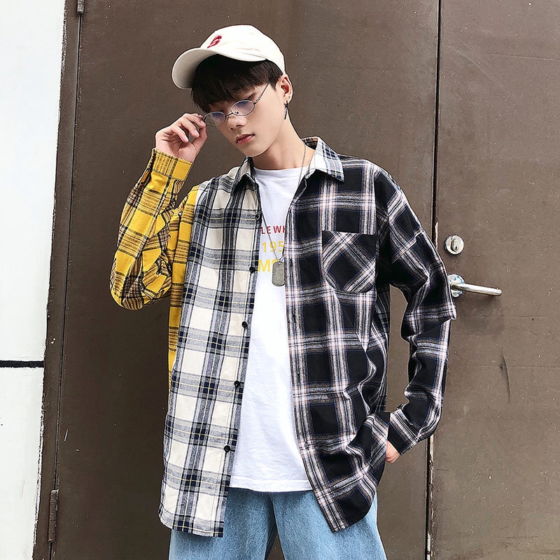  Kemeja  Casual Pria  Lengan Panjang Model  Retro Korea 