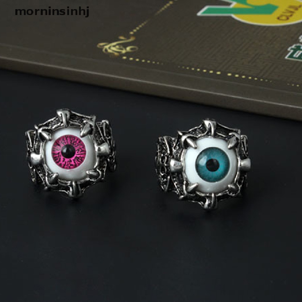 Cincin Desain Mata Setan Bahan Stainless Steel Gaya Punk Untuk Pria