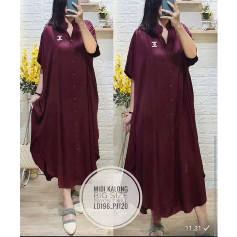 Batwing Midi Dress Kalong Jumbo Kekinian Busui Premium HQ