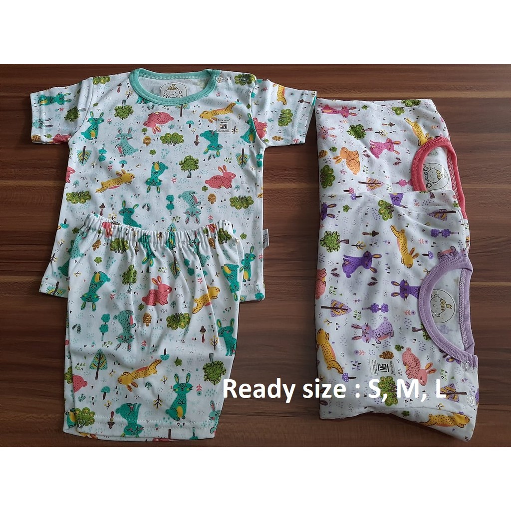 BABY LUCKY RABBIT Girl setelan baju bayi Pendek Size S,M,L