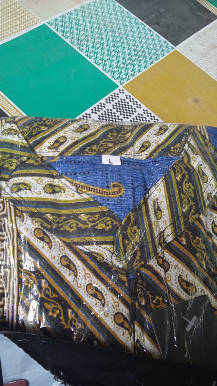 Trolis Size M Batik Tunik Wanita Motif Plat Biru Lengan Panjang Batik Muslim Wanita Cewek Pltbr