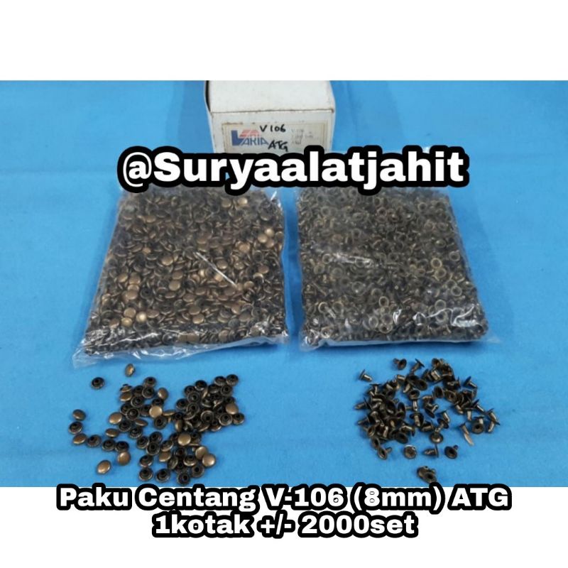 Paku Centang V-106 (8mm) 1sisi ATG 1kotak +/- 2000pcs set =rp.90.750/kotak