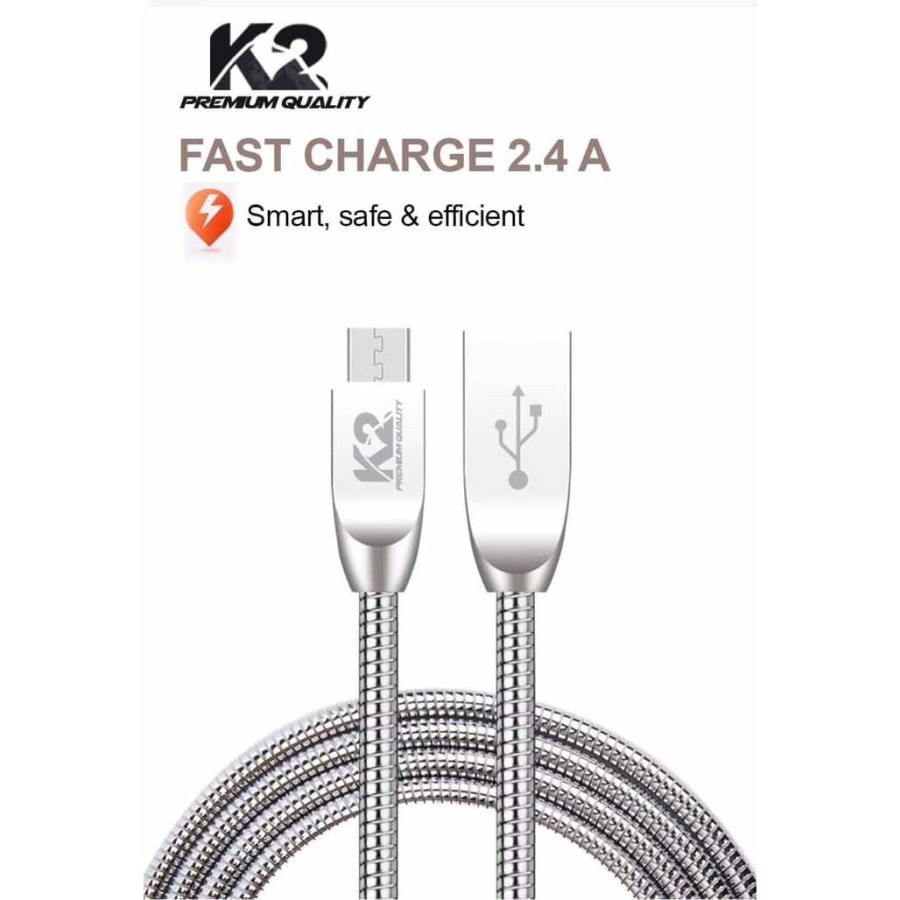 Kabel Data METAL SPRING K2 PREMIUM QUALITY K2-C03 MICRO USB 2.4A