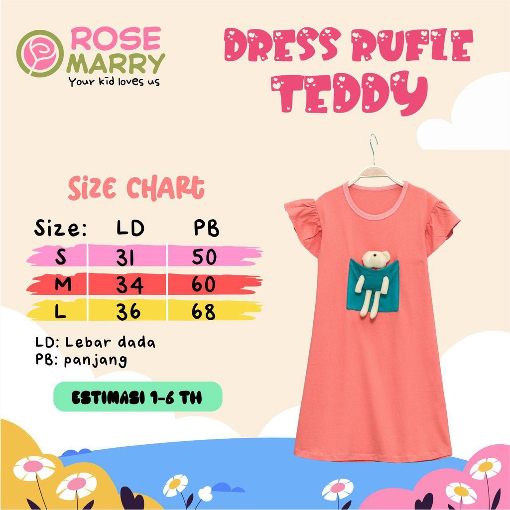 Dress anak DRESS RUFLE TEDDY BY ROSEMARRY