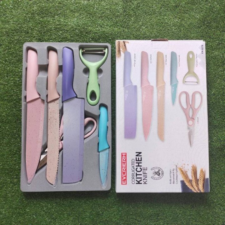 Pisau Set 6IN1 Stainless Dilapis Anti Lengket / Peralatan Masak Pisau