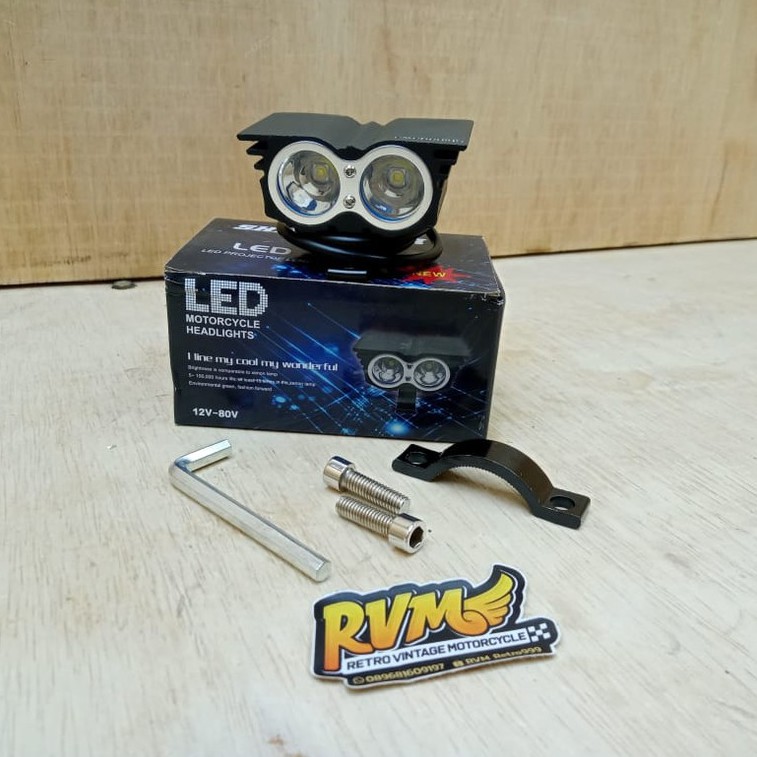 lampu owl 2 mata RX KING LED set dudukan lampu led rx king rx s model bandung style kumis rx gold-1