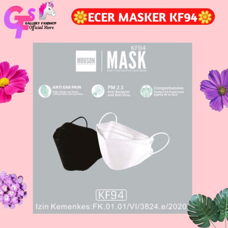 MASKER KF94 MOUSON // MASKER KF94 HITAM // MASKER KF94 PUTIH