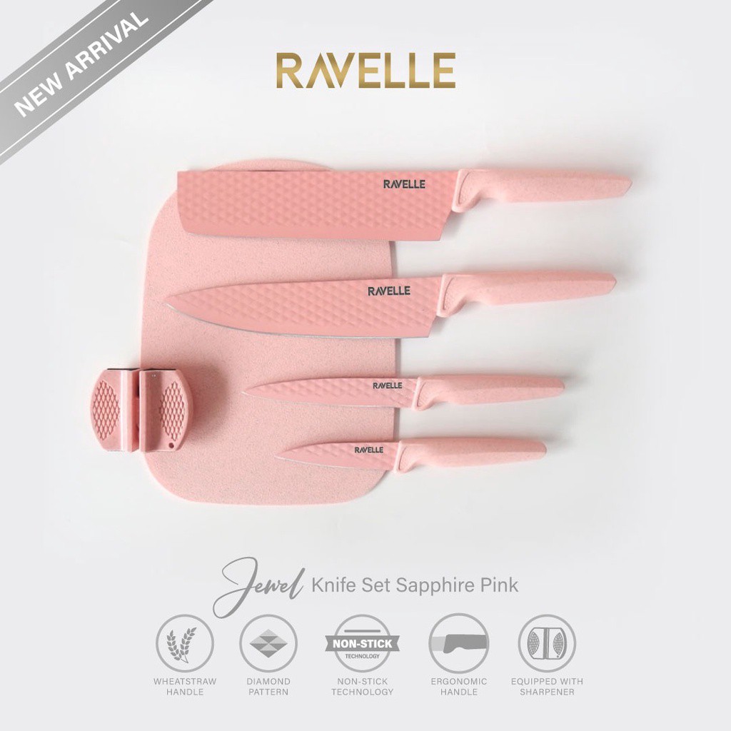 Pisau Set Ravelle - Jewel Knife Set 6in1 Ravelle - Sapphire Pink