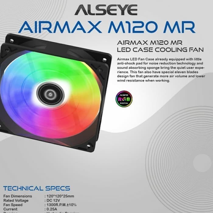 Fan Casing Alseye Airmax M-120 MR Fan Casing 12cm RGB Gaming M120 MR