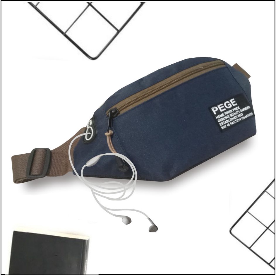 Tas Selempang Model Waistbag Pria PEGE Keren Casual Bahan Tebal Bisa Untuk Tas pinggang - PG 8923