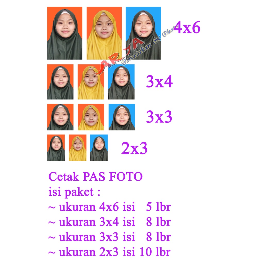 Jual Cetak PAS FOTO 2x3, 3x3, 3x4, 4x6 Paket ~MURAH~Bisa Ganti