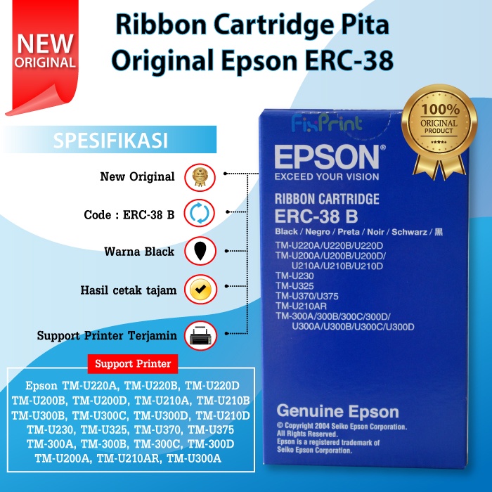 Original Ribbon Cartridge ERC 38 ERC38 Black Epson TMU220 TMU220B