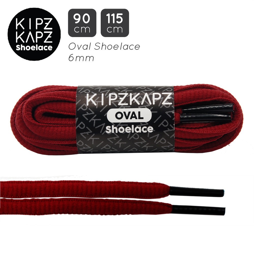 KIPZKAPZ OSP9 Maroon with Black Tips 90cm 115cm - Tali Sepatu Oval / Oval Shoelace 6mm