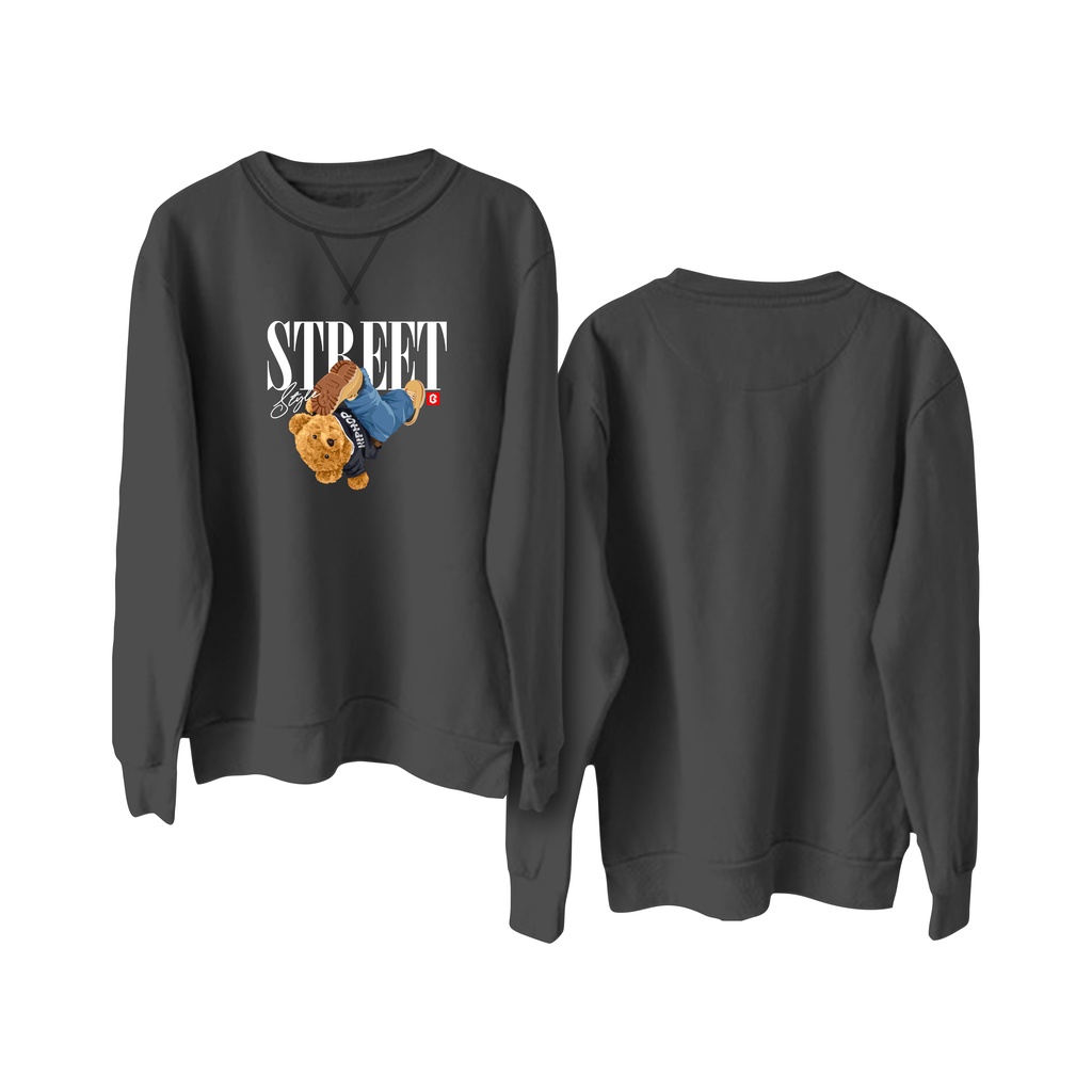 BRIGO Basic Sweatshirt Beruang Hip hop II Sweater Crewneck BRIGO Sablon DTF Fleece Cotton M-XXL (Pria &amp; Wanita) Free stiker&amp;Gantungan Kunci
