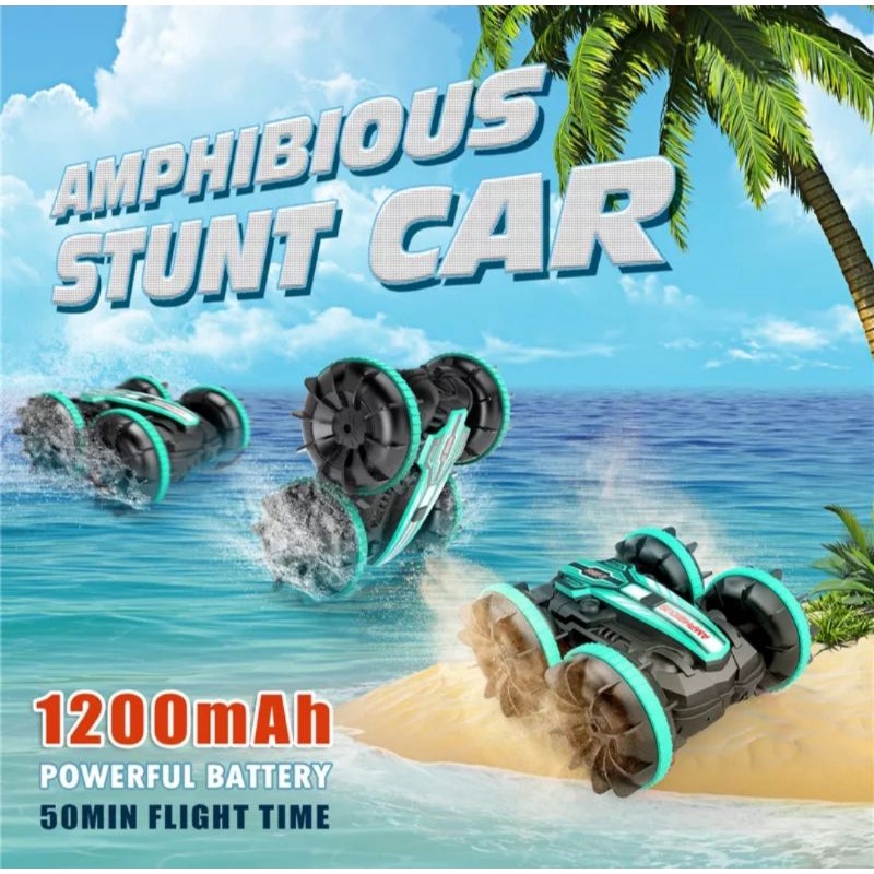 [capt] Mainan Mobil Remote Control RC Mobil Amphibi ~ AMPHIBIOUS STUNT CAR