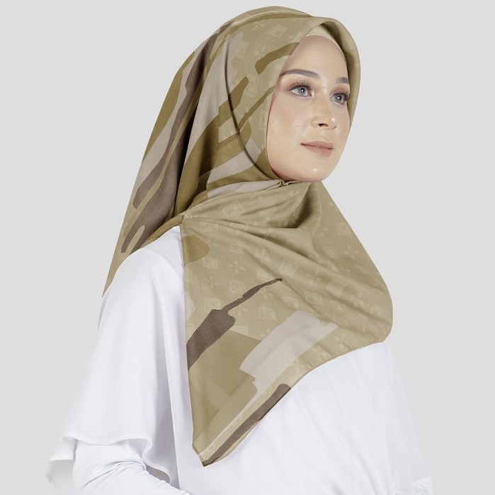 Jilbab Segiempat Elzatta Kaila Voal Premium Series-Adiba - Cream