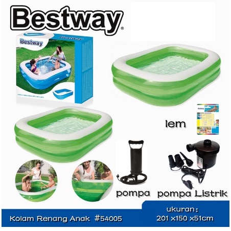 Bestway 54005 dan 54006 Kolam Renang Karet Anak Keluarga Besar 201 cm 262 cm Rectangular Family Pool 262x175 x51cm