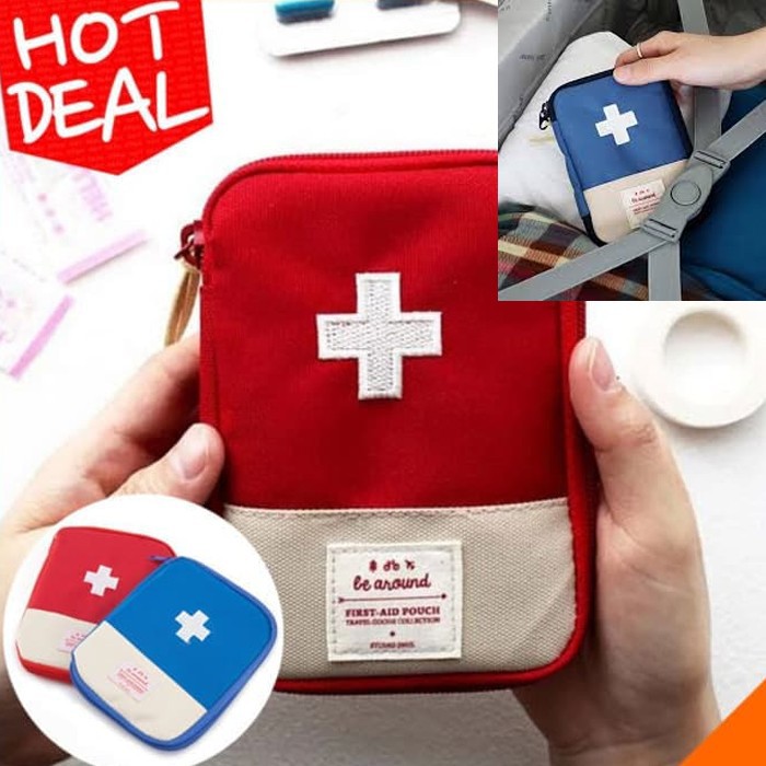 Medicine Pouch P3K Tas Obat Mini Travel Medicine Pouch Tempat Kotak Obat Organizer First Aid Koper Korean