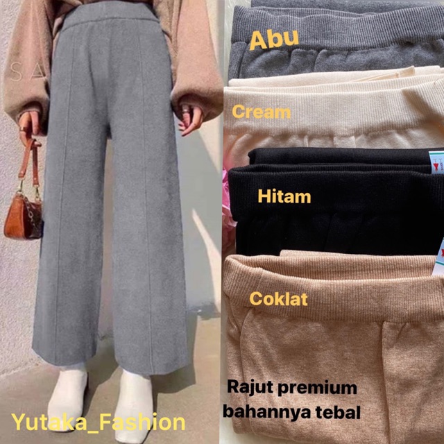  Bisa COD Celana  Kulot  Celana  Rajut Celana  kulot  Bahan  