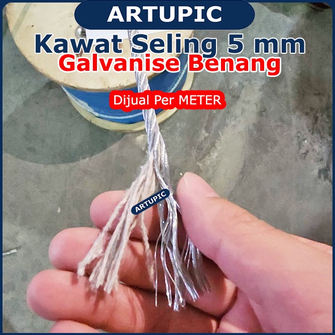 Kawat Seling 5 mm Galvanise Benang | Kawat Selling Sling Baja Galvanise Wire Rope 5mm