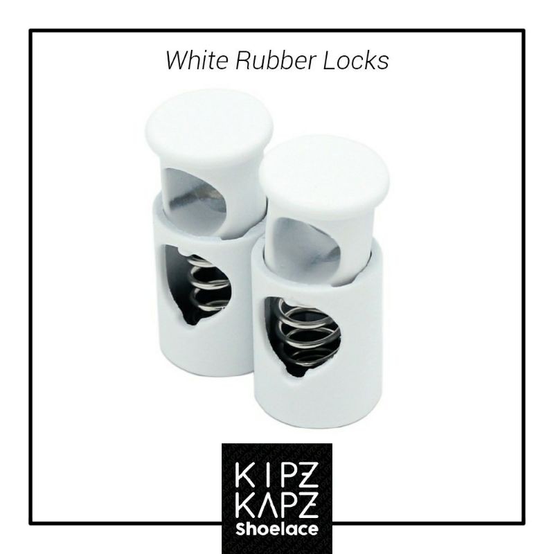 KIPZKAPZ SHOE LOCK LACE / LACE WHITE RUBBER METAL - KUNCI TALI SEPATU LOCK LACES