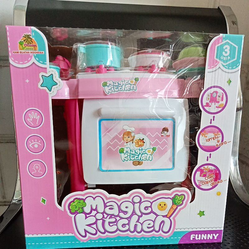 OCT 2036 - Mainan Magic Kitchen Set Dapur Meja Kompor Nyala Lampu Music OCT2036