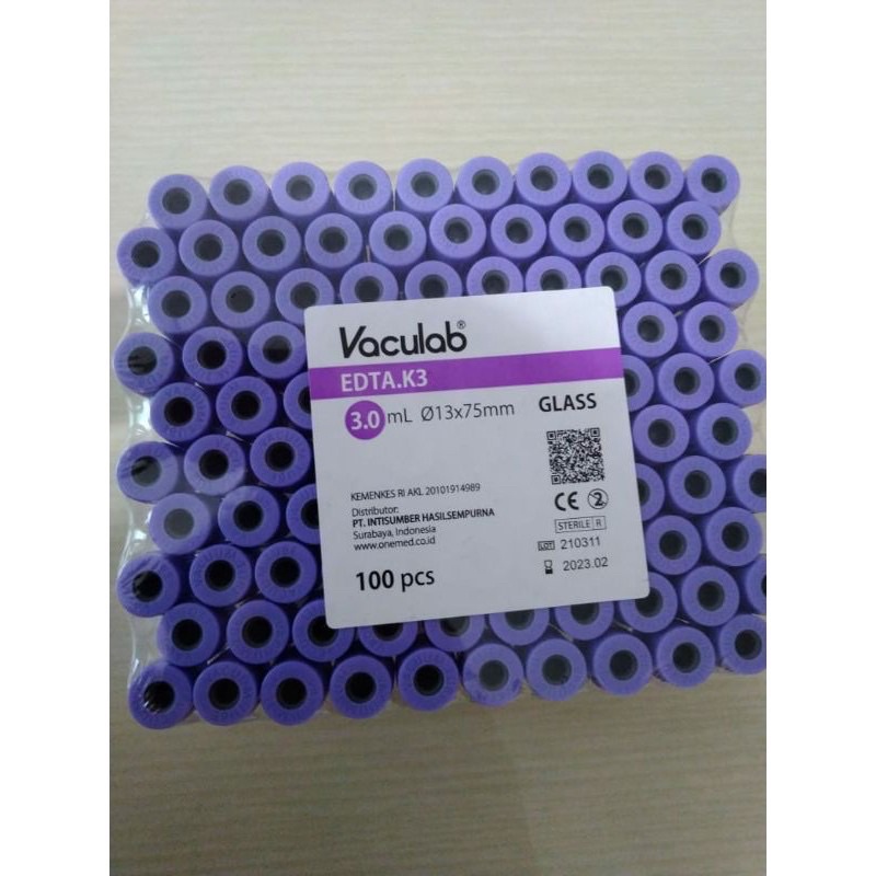 Tabung Darah Vaculab EDTA 3ML K3 OneMed Tabung EDTA Vacutainer UNGU