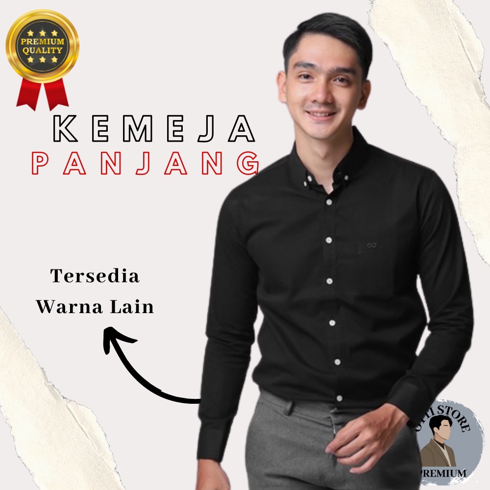 [Bisa COD] OTTISTORE2 Baju Kemeja Pria Panjang Kemeja Kerja Pria Warna Putih Hitam Polos Ori Distro 