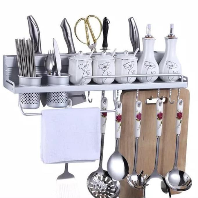 Bestseller Rak Dinding Dapur Aluminium Rak Tempel Gantungan Handuk Minimalis