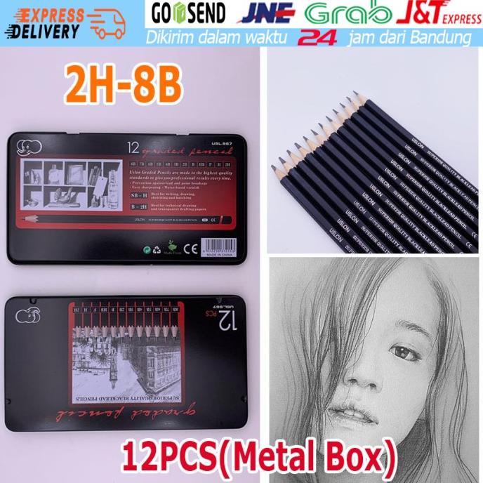 

siap kirim] Set Pensil Sketsa Sketch Drawing Alat Lukis gambar menggambar 2H-8B