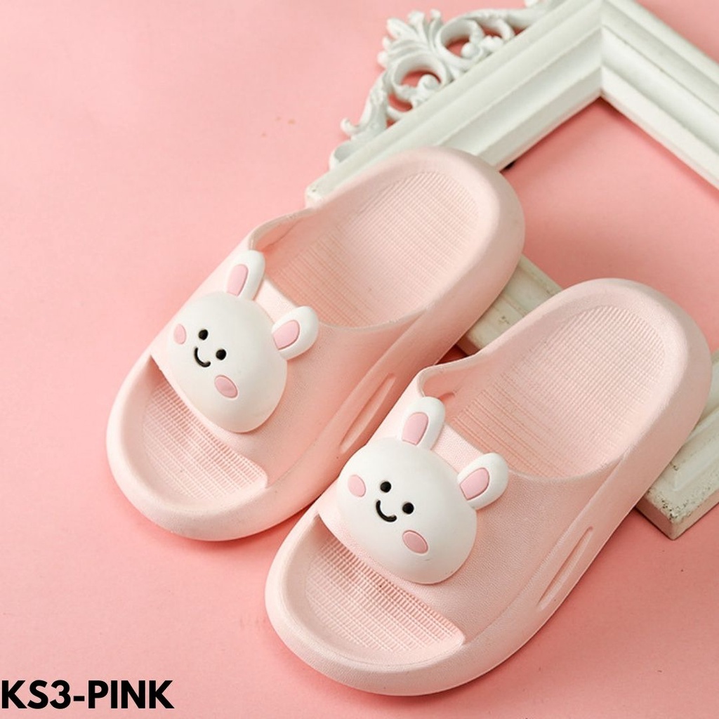 SANDAL ANAK-ANAK MODE SLIP-ON WARNA PASTEL BAHAN RUBBER EMPUK SANTAI IMPORT KS3