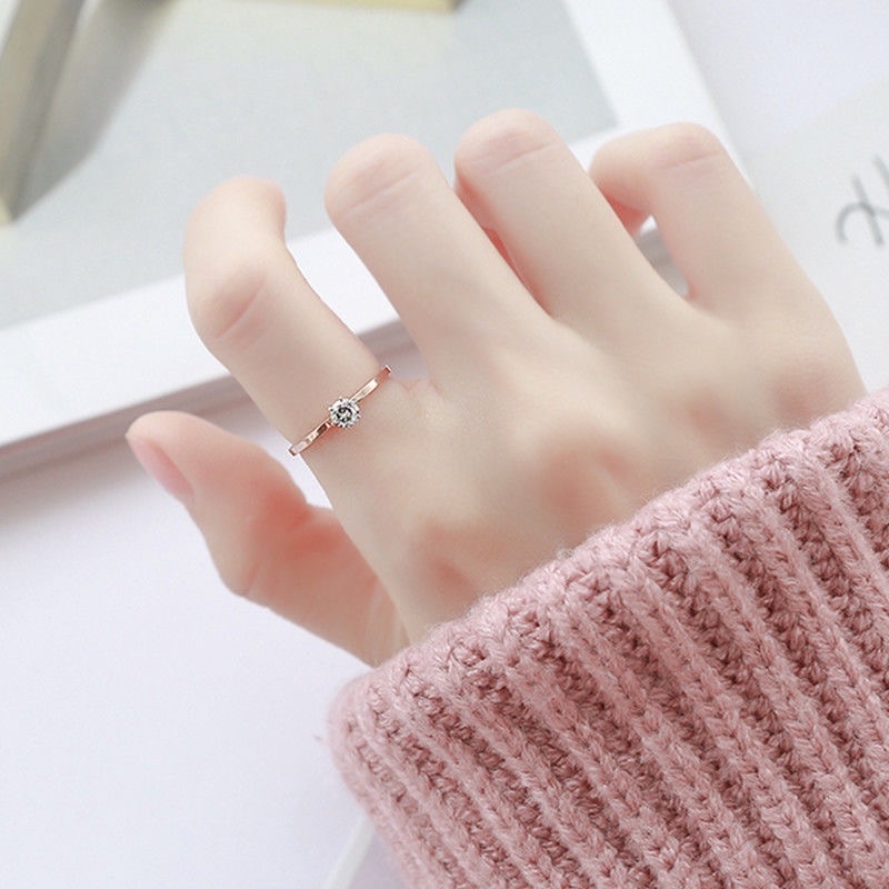 Cincin Titanium Wanita Anti Karat Asli Premium Kupu-kupu Berlian Korea Aksesoris Wanita