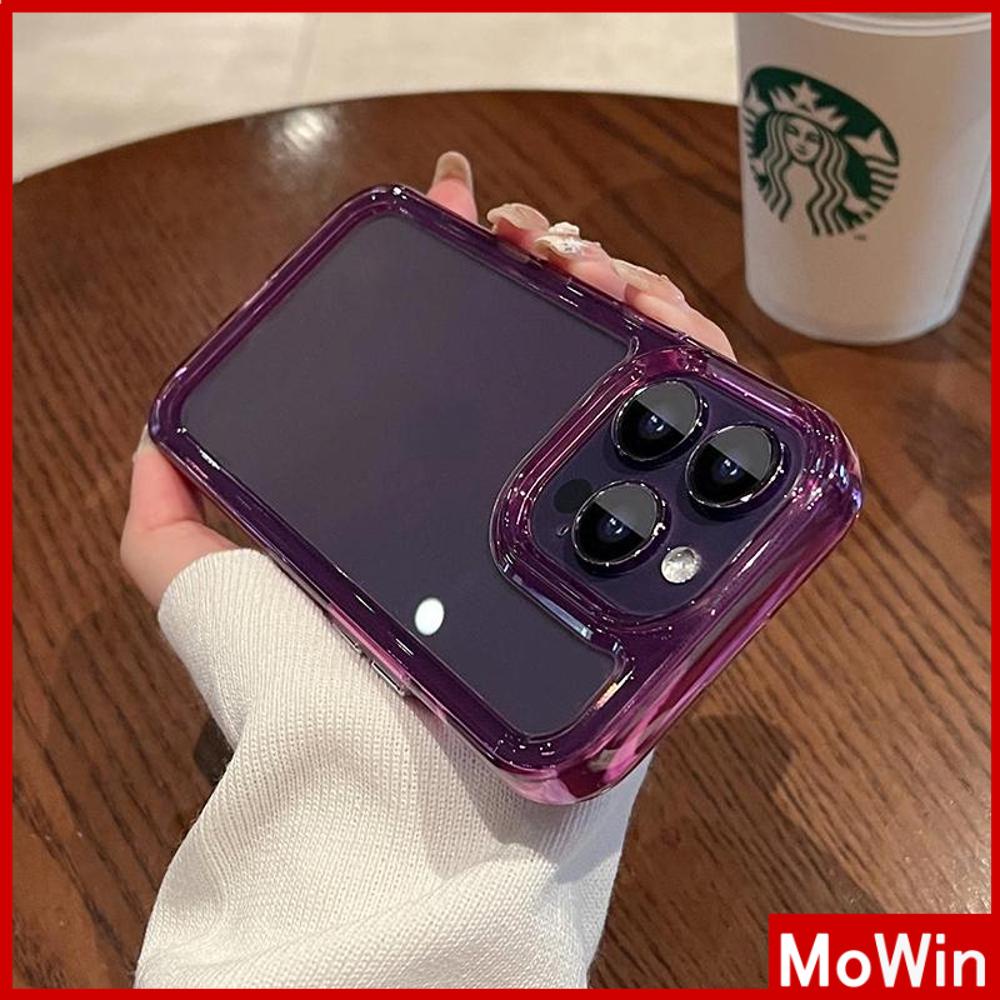 For iPhone 14 Pro Max iPhone Case HD Acrylic Hard Case TPU Frame Clear Case Plating Buttons Protection Camera Purple Black Compatible For iPhone 13 Pro max 12 Pro Max 11 xr 7Plus