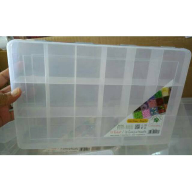 

Kotak box aksesoris kerajinan tangan manik-manik 18 sekat plastik