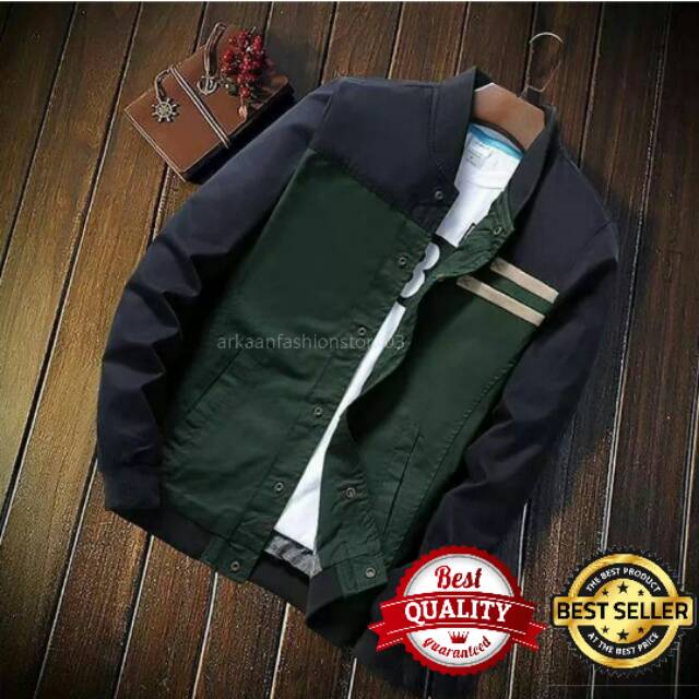 [ Bayar Di Tempat / COD ] Jaket Baseball American Drill Pria Terbaru Simpel