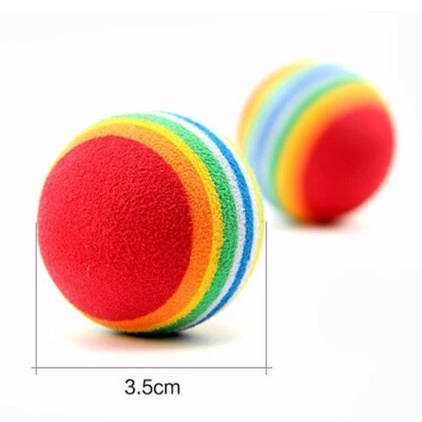 Mainan Kucing Bola Bolaan Karet Rainbow dan Lonceng Pet Ball