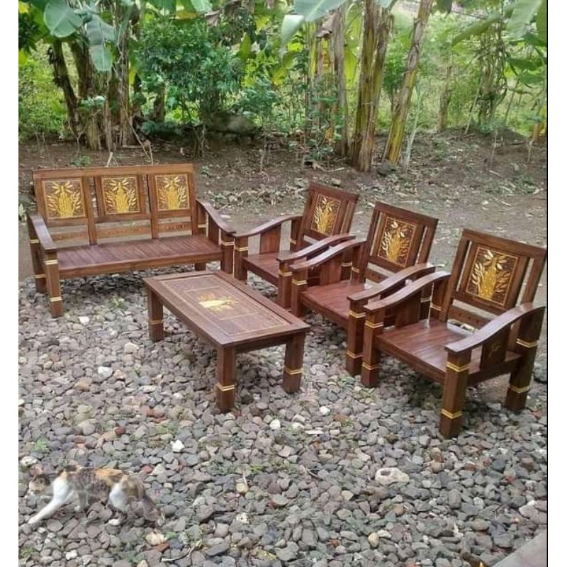 Furniture kursi tamu model plamboyan / kursi jati minimalis untuk ruang tamu kecil / kursi tamu mini