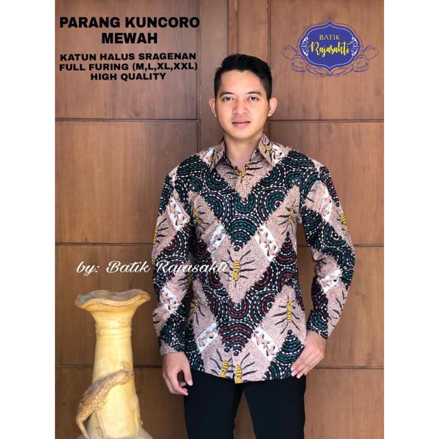 Kemeja Batik Pria Parang Kuncoro Mewah Batik Solo Kemeja Pria Lengan Panjang Batik By Raja Sakti