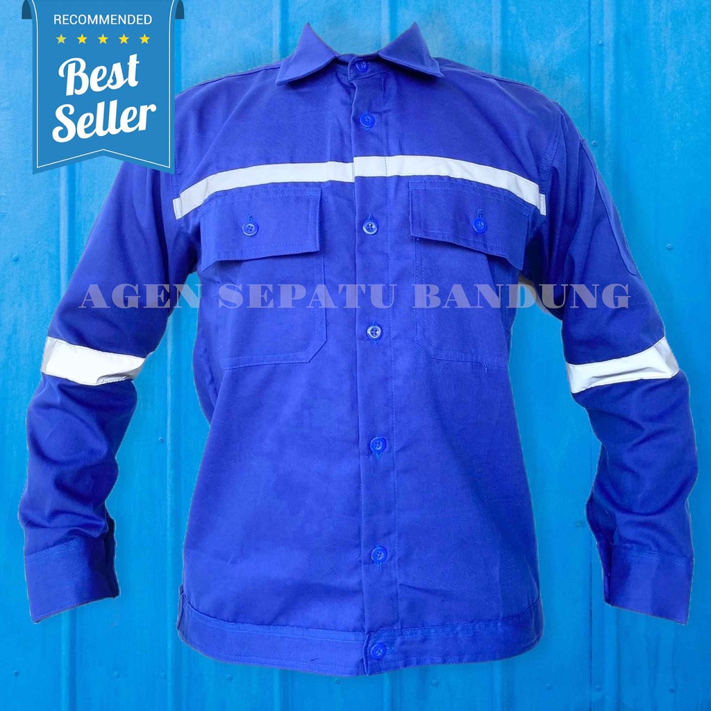 Baju Safety Seragam Kerja / Kemeja Proyek Atasan Lengan Panjang / Atasan Kerja Panjang Wearpack Logo Safety