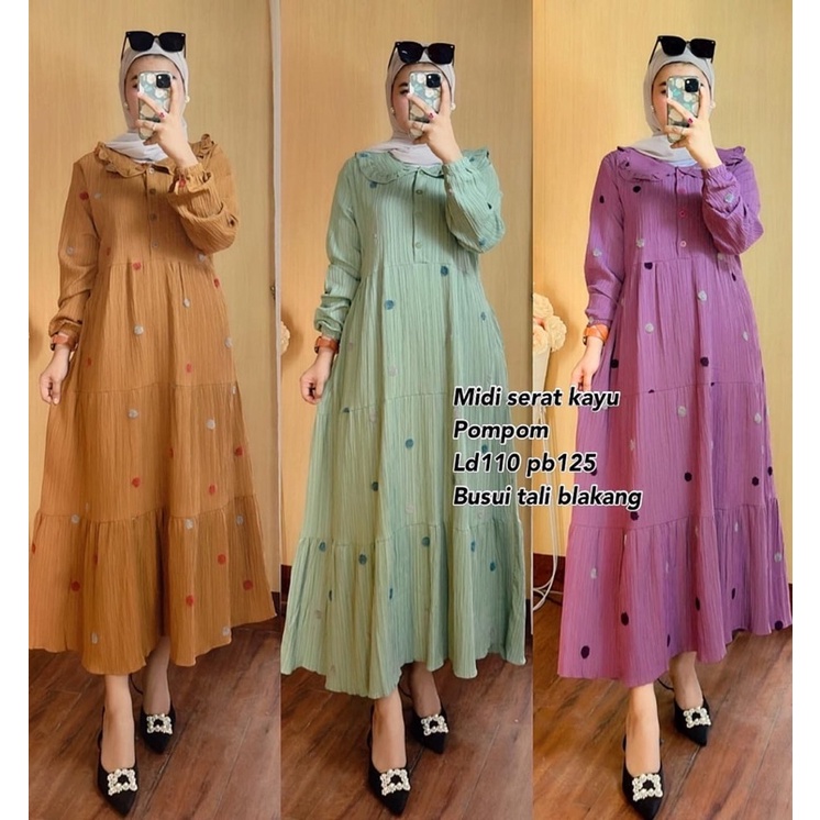 Gamis Midi Serat Kayu||Dress Midi Serat Kayu||Gamis Busui